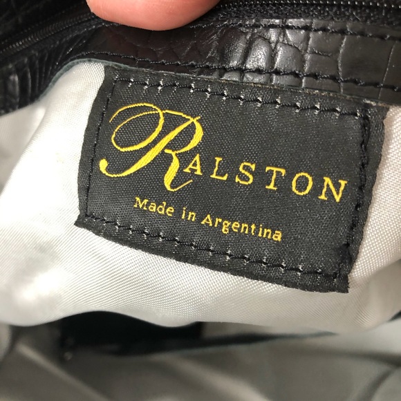 Ralston Raquel Black Croc Patent Leather Large Bag - Picture 6 of 8